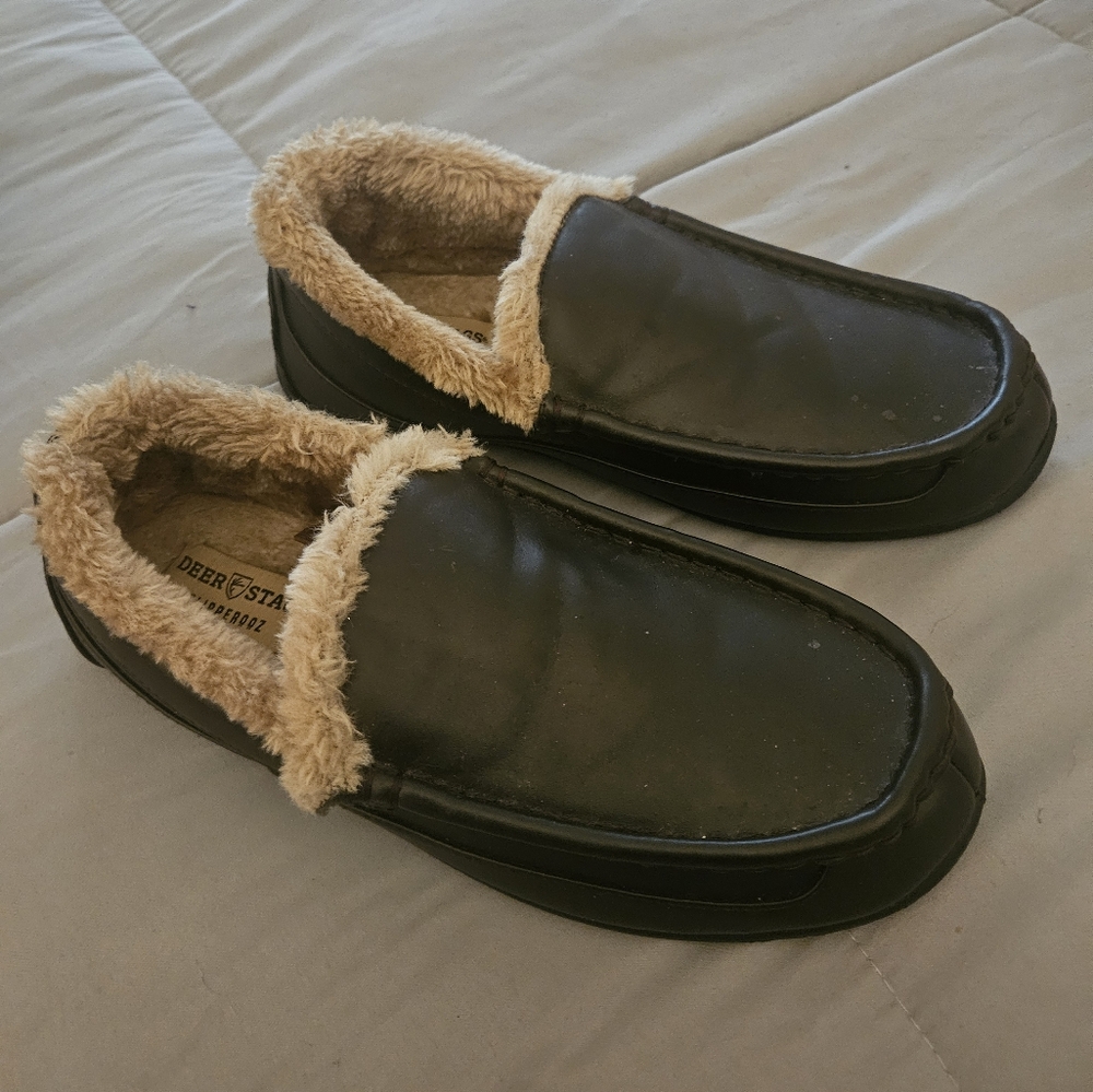 Men’s Deer Stags Spun Mocassin Slipper Brown Size 8M